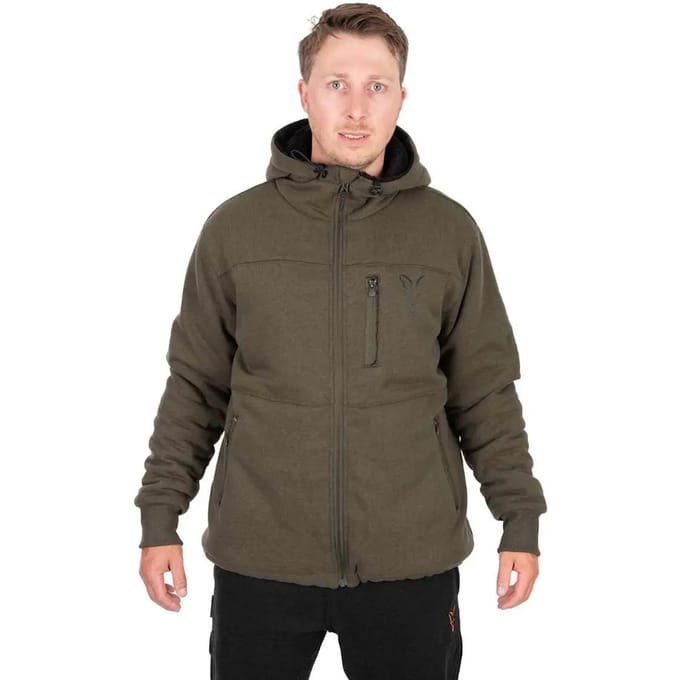Fox Collection Sherpa Jacket Green & Black Medium