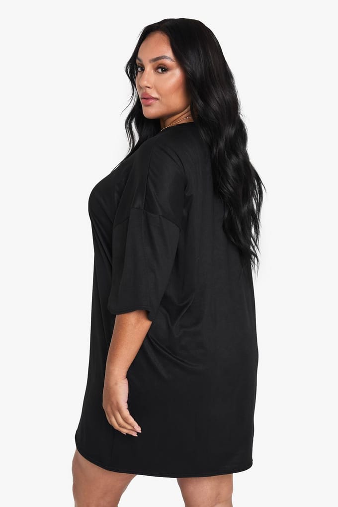 boohoo Dames PLUS T-SHIRT MINijURK | Zwart | Maat: 48