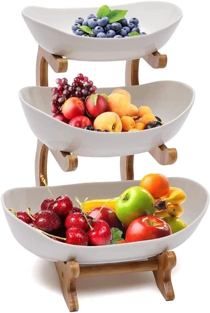 MRKK® Fruitschaal - Fruitmand Etagere 3 laags - Wit