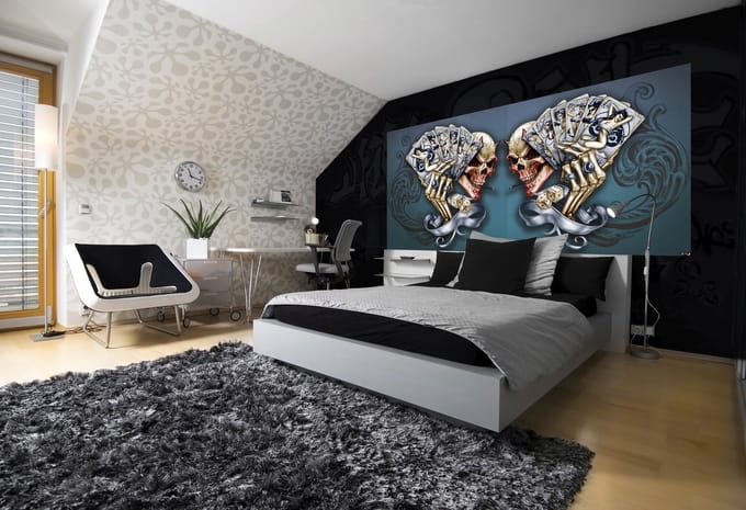 Skull Dice Cards Photo Wallcovering