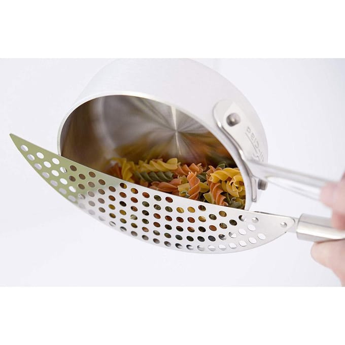 RVS Pot Zeef Afdruiprek met Handvat Water Filterrek Keukengadgets Gereedschap white