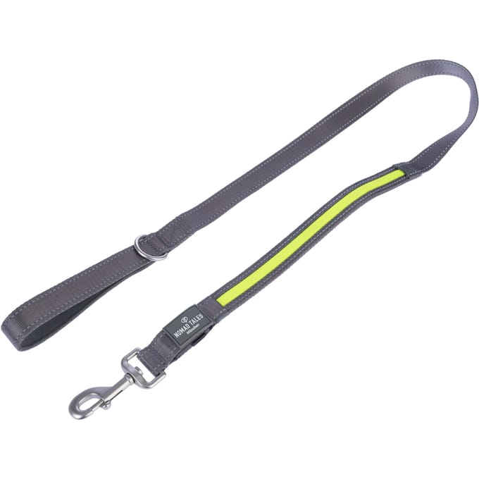 Nomad Tales Spirit USB LED riem neon geel & grijs 120 cm lang Hond