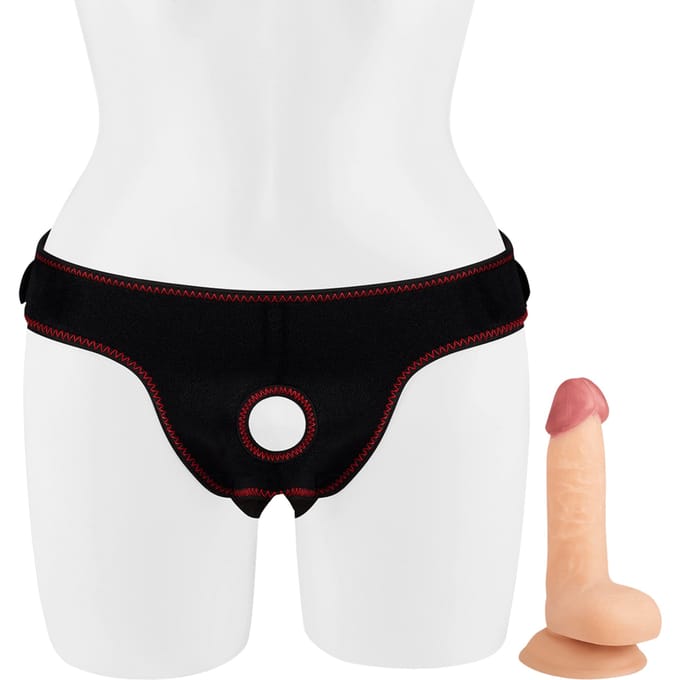 Lovetoy Easy Strap-on Set met dildo van 18 cm - lichte beige