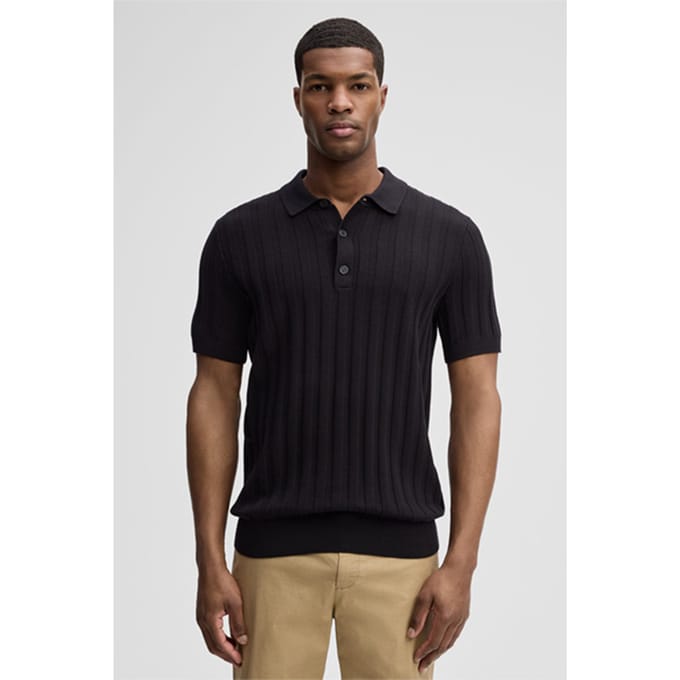 Gebreid poloshirt Robas met zijde, zwart