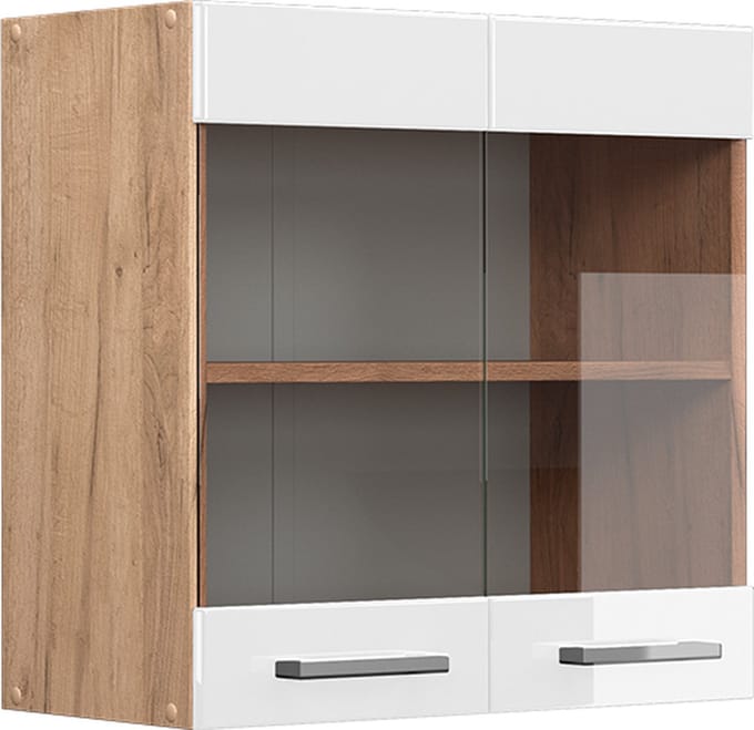 Vicco R-Line Glazen keukenkast – 60 cm Wit Hoogglans
