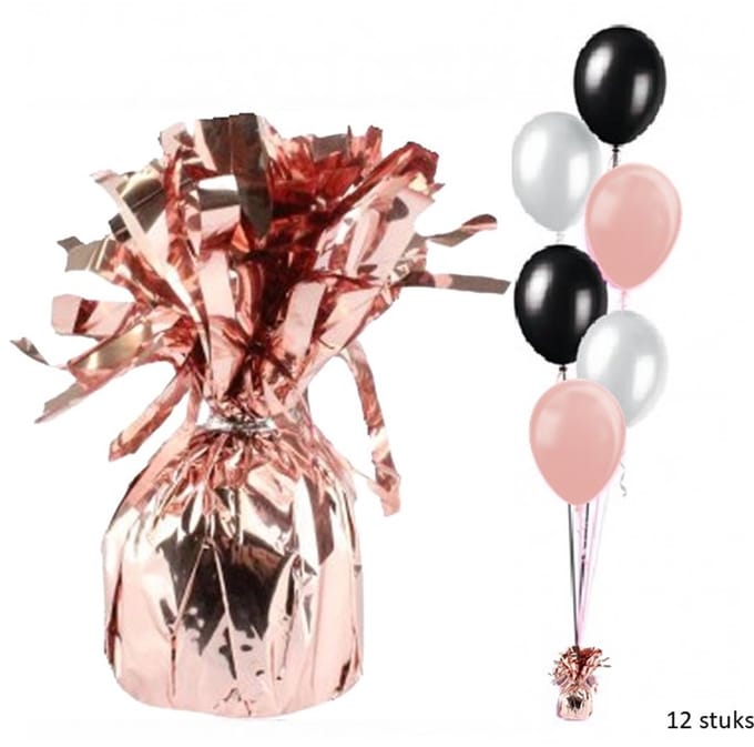 12 stuks Ballon gewicht folie rosé goud - 180gr.