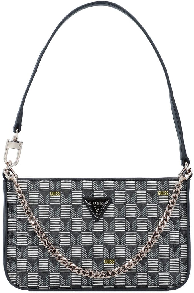 GUESS schoudertas G Wave II Mini Top Zip Shoulder Bag Black Logo veelkleurig