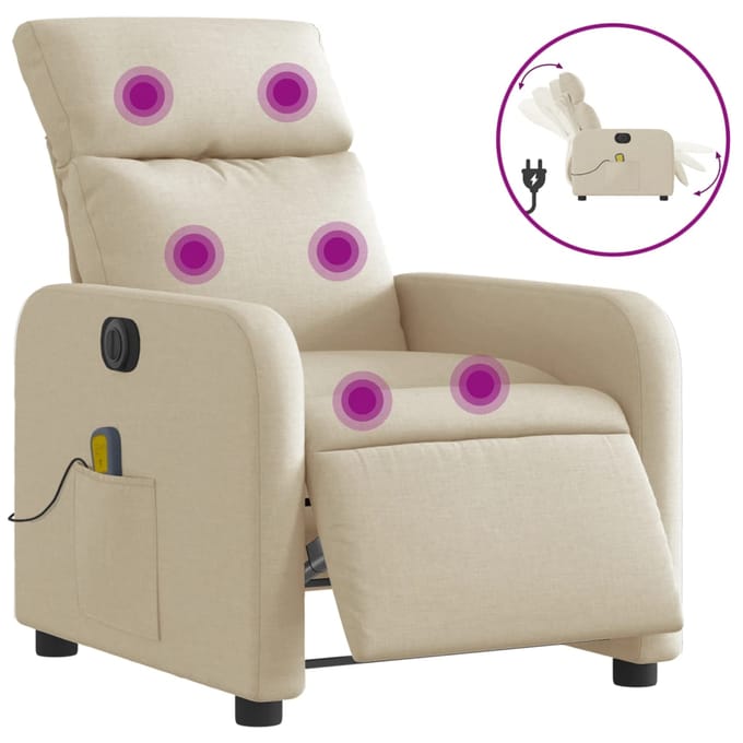 vidaXL - Massagestoel - elektrisch - verstelbaar - stof - crèmekleurig