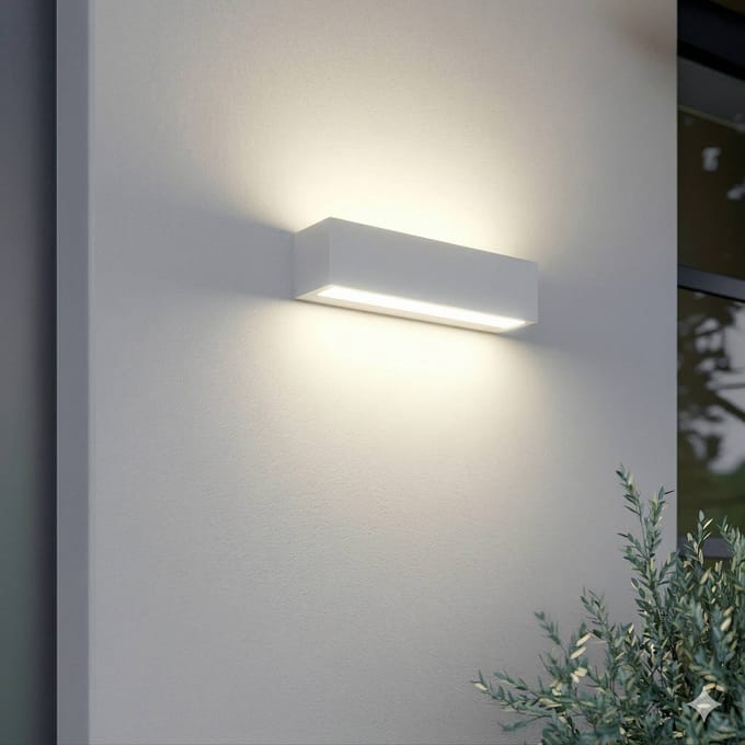 Lucande LED buiten wandlamp Lengo, 25 cm, wit, up/down, 3000 K