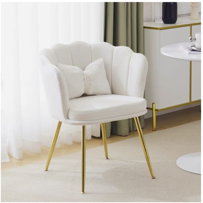 Ligstoel - MUVOE - Model bloemblad - Wit fluweel - 1 zits - Comfortabel en modern design