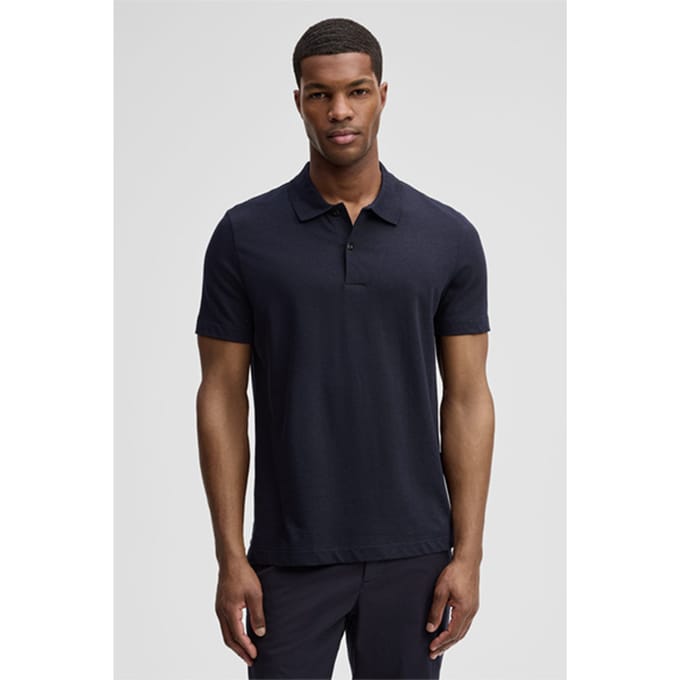 Poloshirt Lino met linnenaandeel, marineblauw