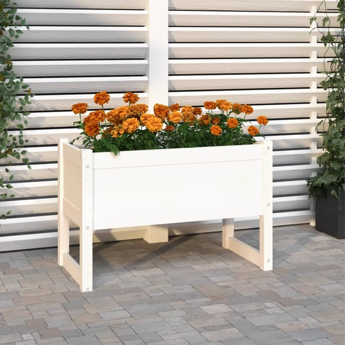 vidaXL - Plantenbak - 78x40x52 - cm - massief - grenenhout - wit