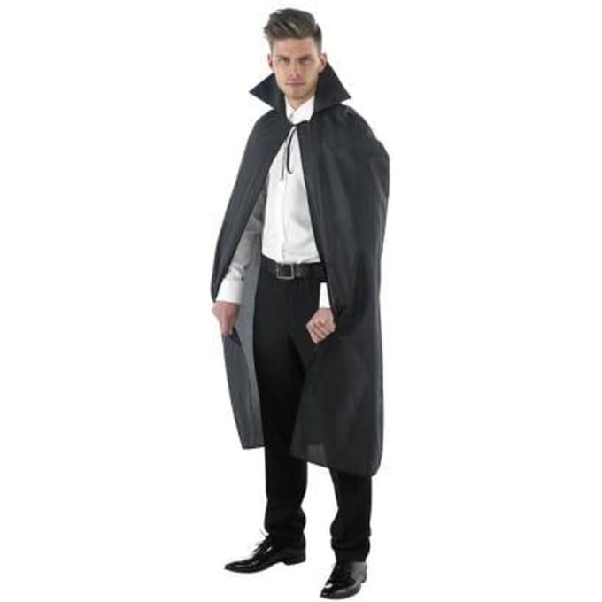 Kostuum man cape zwart. one size Feestkleding