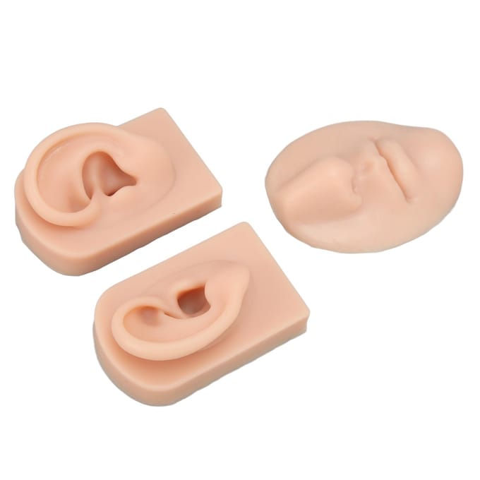 3D Neus- en Mondmodel Siliconen Oormodel Simulatie Display Requisieten voor Piercing Hechtingsoefening beige