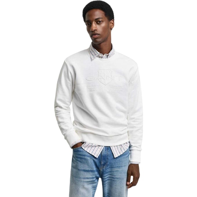 Gant T-shirt met tonaal logo voor heren (Crème)