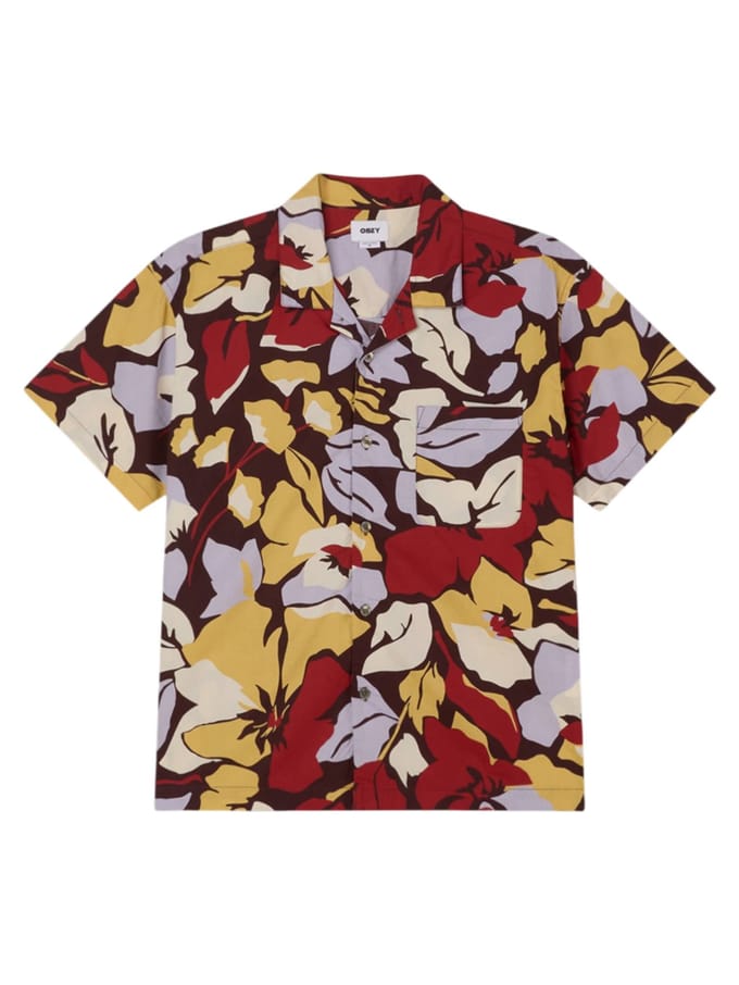 Obey Maxwell cuban shirt Hawaiian korte mouwen - chocolade multi