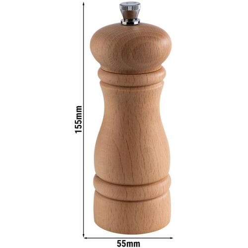 GGM Gastro (6 Stück) Pfeffermühle - ETERNAL - Holz - Höhe: 155mm - Beige