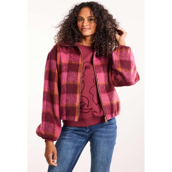 DIDI Dames Bomber City Burgundy pink check maat 46