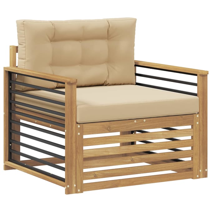 vidaXL - Buitensofa - Polyester - wit - en - beige