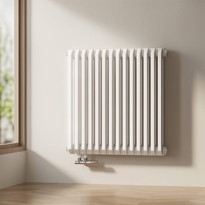 EMKE Design Radiator - D-Vormig - Glanzend Wit - 60x60 cm - 969 W - Centrale Verwarming Alle Ruimtes