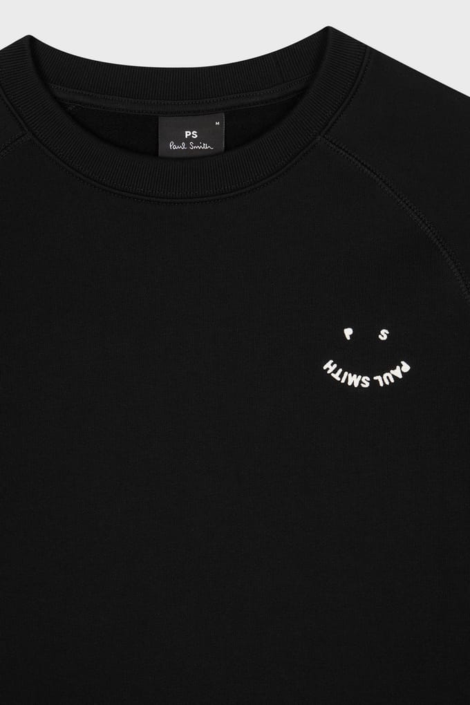Paul Smith Mens Sweat Ps Happy Emb Black Größe: S | Pullover Outlet | Herren | Schwarz
