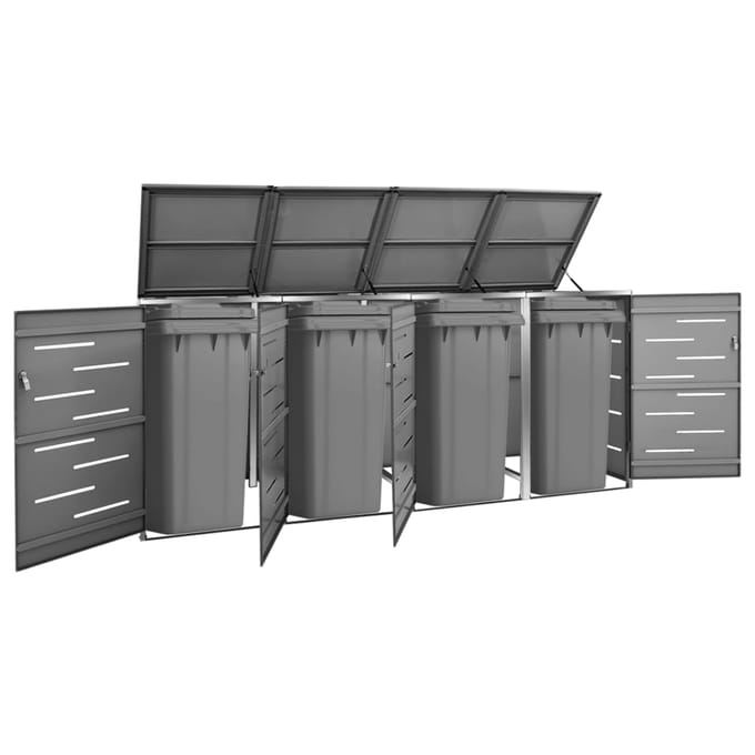 vidaXL - Containerberging - vierdubbel - 276,5x77,5x115 - cm - roestvrij - staal