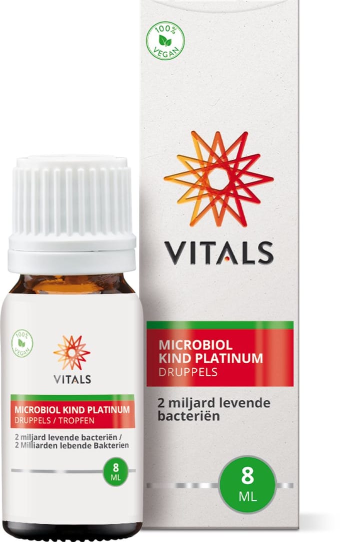 Vitals Microbiol Kind Platinum Druppels - 16 dagdoseringen - biotica. In druppelvorm speciaal voor baby’s en kinderen.