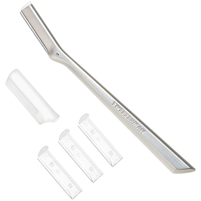 Tweezerman Facial Razor – Precisie Gezichtsscheermes Voor Donshaar & Exfoliëren – RVS Herbruikbaar Scheermesje Met 3 Vervangbare Mesjes – Verwijdert Donshaartjes En Dode Huidcellen – Voor Gladde, Stralende Huid – Veilig & Hygiënisch