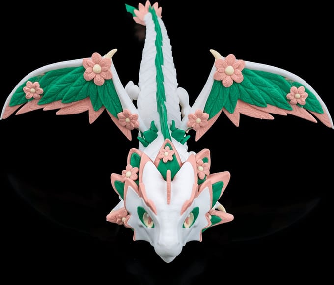 Floral Empress: 3D Geprinte Articulerende Draak