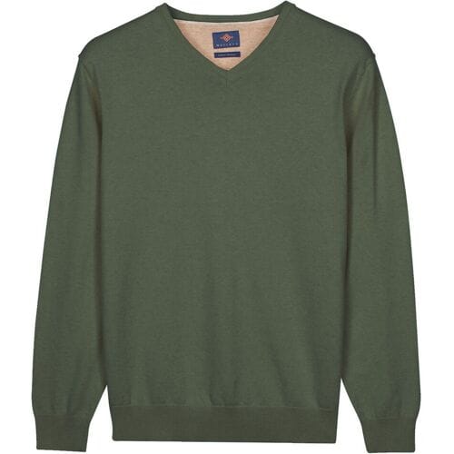 Baileys Trui Uni Color V-Neck Pima Cotton Thyme Green / male