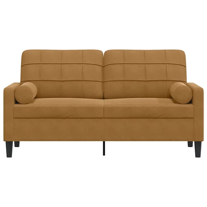 vidaXL - Tweezitsbank - met - sierkussens - 140 - cm - fluweel - bruin