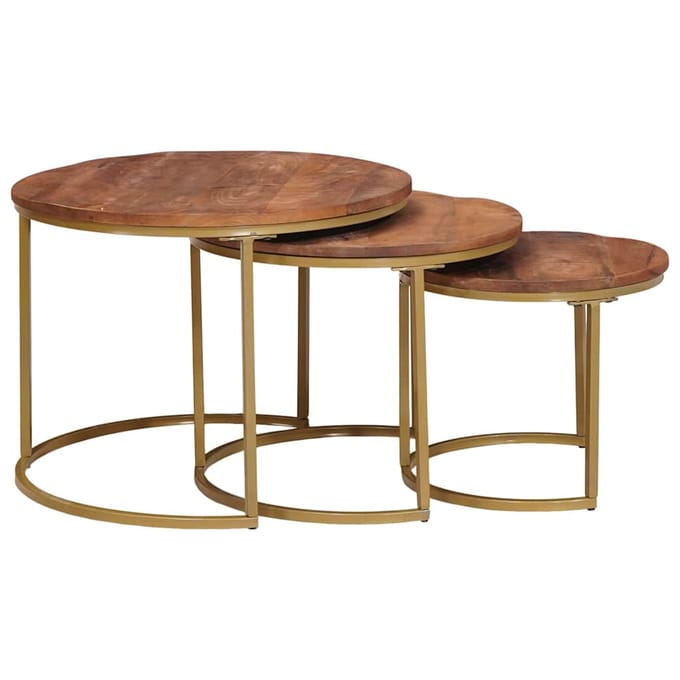 vidaXL - Nesting - Koffietafels - 3 - st - Honing - bruin - 60 - x - 60 - x - 45 - cm