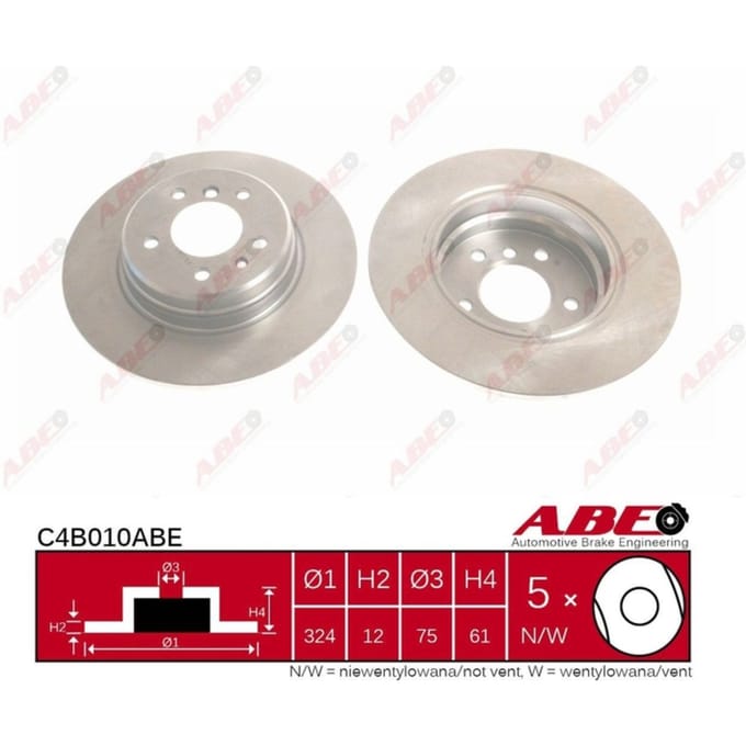 Remschijf ABE C4B010 achter, volledig, sterk gecarboniseerd, 1 Stuk
