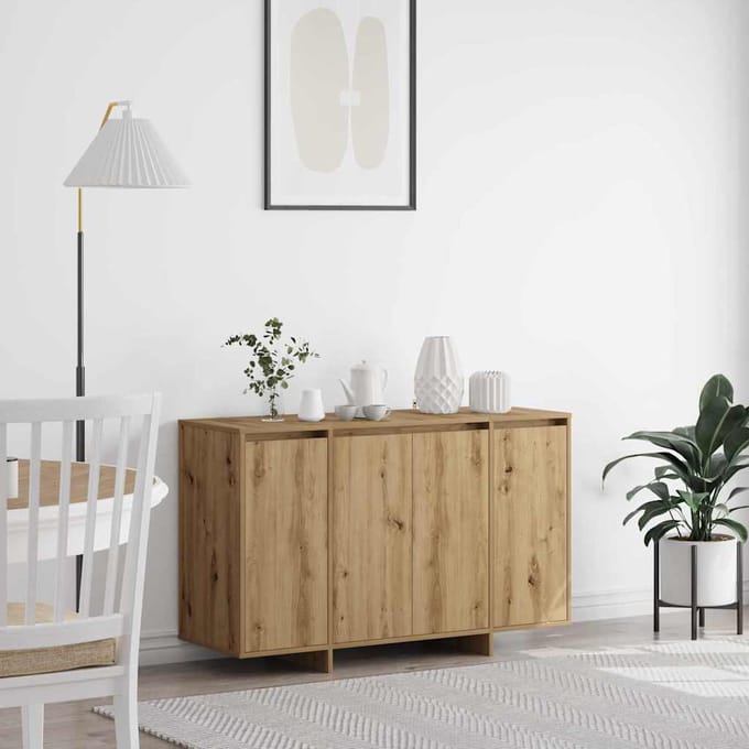 vidaXL - Dressoir - Artisan - Eiken - 120 - x - 41 - x - 75 - cm - Bewerkt - hout