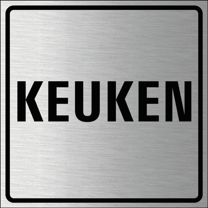 Keuken bordje, geborsteld aluminium 150 x 150 mm