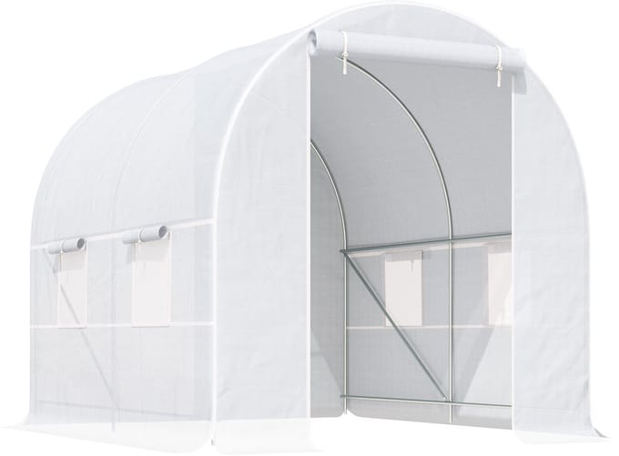 Outsunny Tunnelkas - PE, metaal - 245x200x200cm - Wit