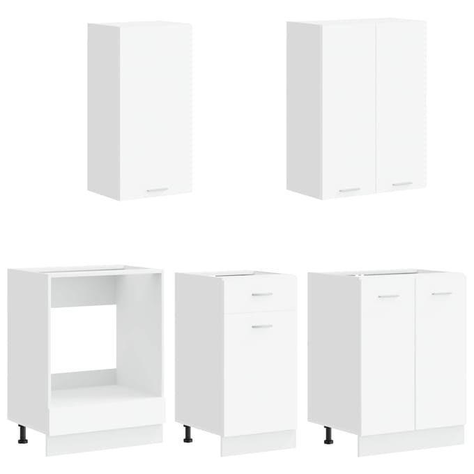 vidaXL - Keukenblok - LYON - 5 - st - Wit - Bewerkt - hout