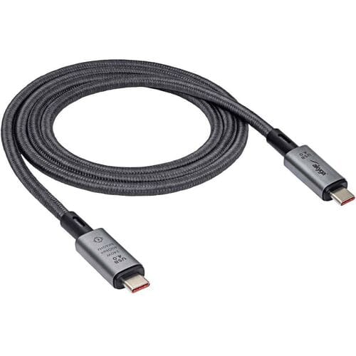 Akyga AK-USB-45 USB-kabel USB 4.0 USB-C stekker, USB-C stekker 1.00 m Grijs Zeer flexibel