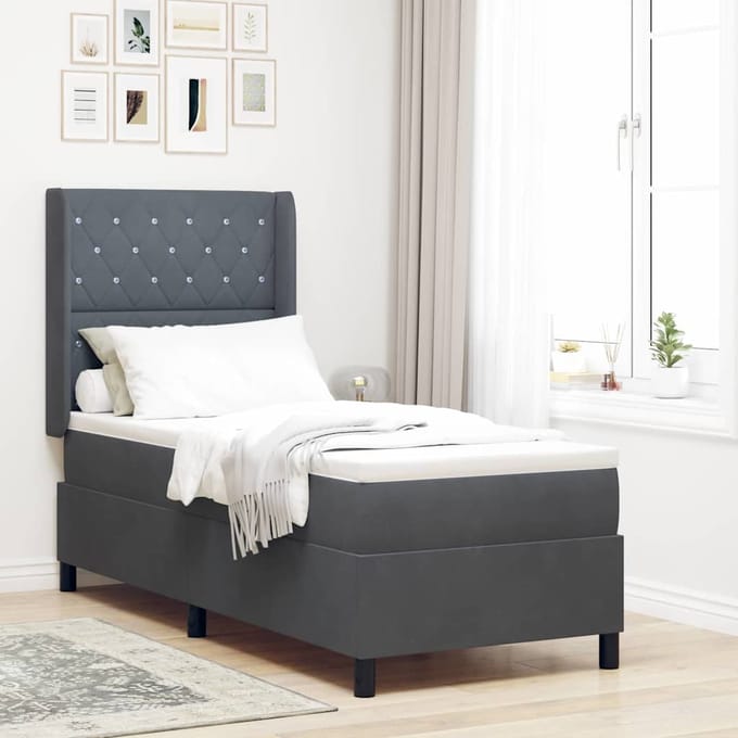 vidaXL - Boxspring - bed - met - matras - Donkergrijs - 80 - x - 200 - cm - Fluweel