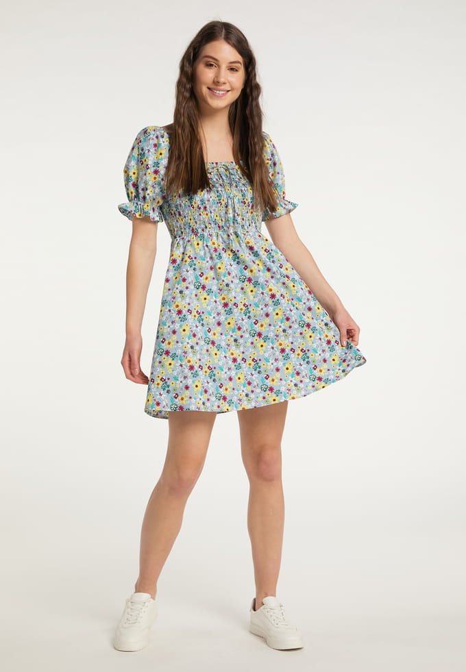 Mymo Zomerjurk Dames Lichtblauw Veelkleurig
