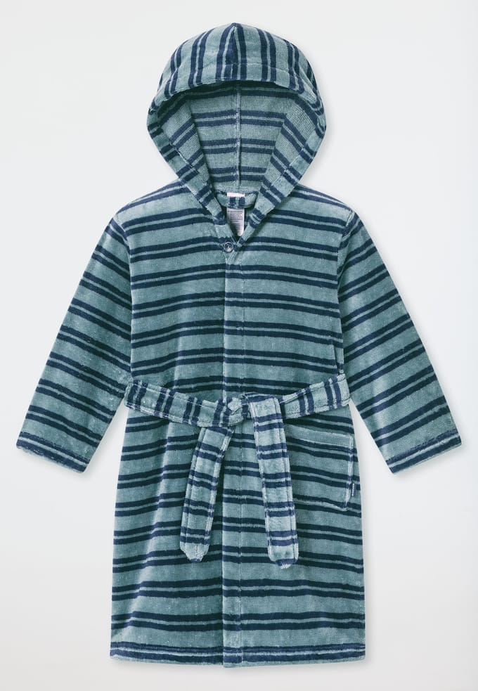 Badjas velours strepen mineraal - Kids Nightwear 92
