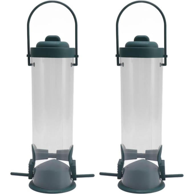 2 Set Vogel Buis Voeder Plastic Transparant Hangend Vinken Voeder Tuindecoratie met 2 Ventilatiegaten 2 white