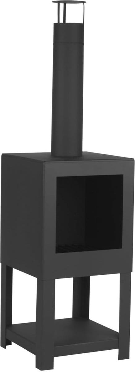 Esschert Design Tuinhaard met houtopslag zwart FF410