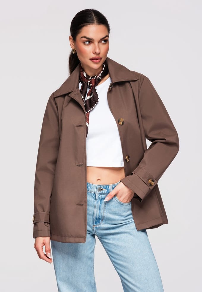 OMBRE Trenchcoat - Lange Mouw - Knopen - Effen Bruin M/L