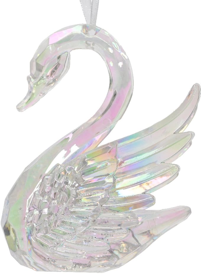 Kersthanger Zwaan iriserend 10cm