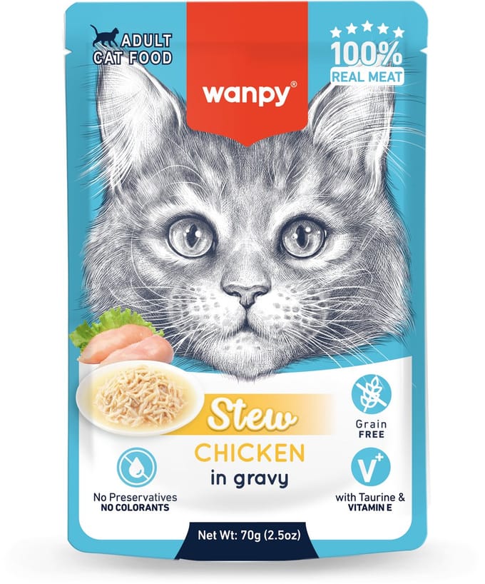Wanpy - Stoofpot Kip - Kattenvoer - Natvoer - 10 stuks van 70gram