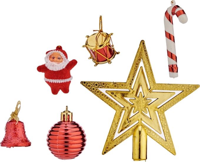 Krist+ kersthangers - 24x - met piek rood/goud voor mini kerstboom