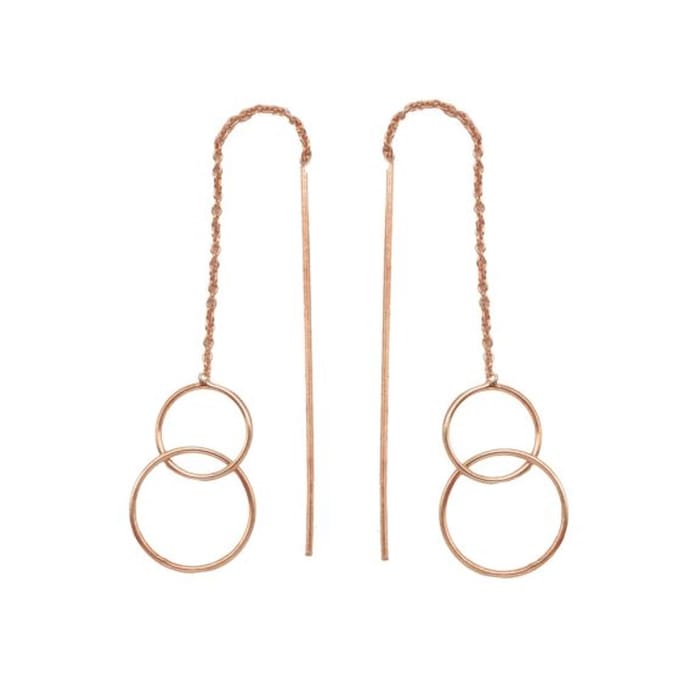 Karma oorbel pull through triple circle rosé M2576