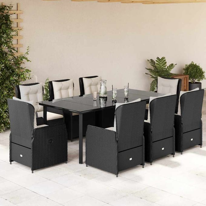 vidaXL - 9-delige - Tuinset - poly - rattan - zwart