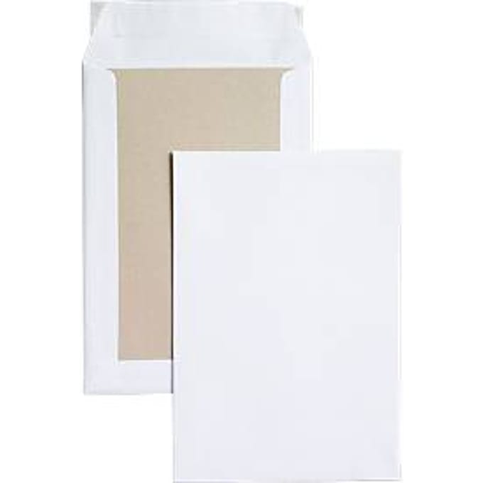 Verzendenvelop, B5, kartonnen achterkant en kleefsluiting, zonder venster, wit, 250 st.